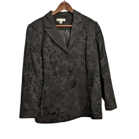 Coldwater Creek Womens Black Floral Jacquard Blazer Jacket Size XL - Picture 9 of 13